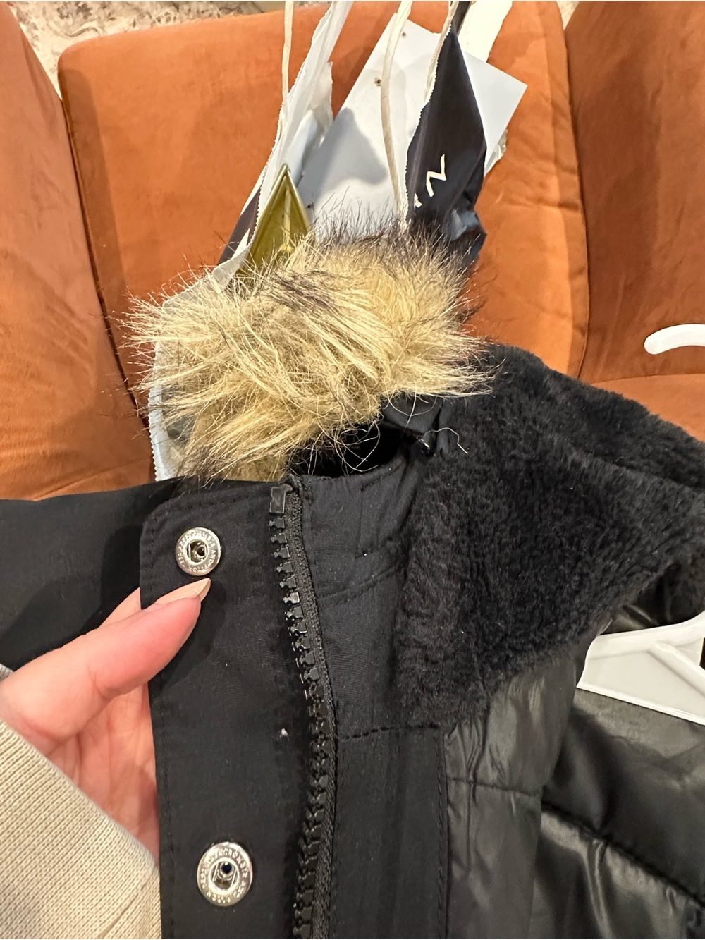 Abercrombie & Fitch Black Jacket with Faux Shearling Trim - Picture 3 of 3